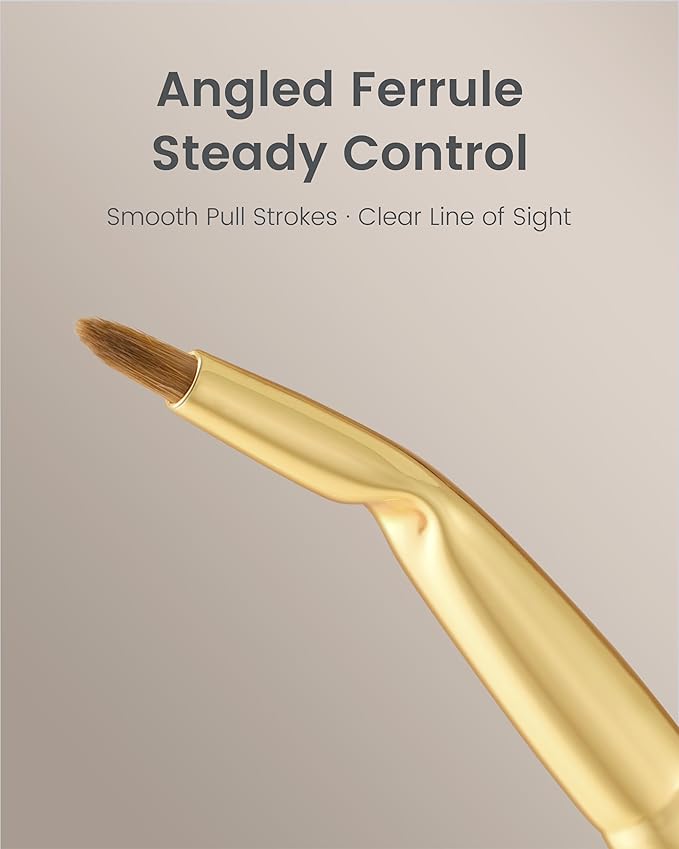 Desert Oak Series Bent Eyeliner Brush - 30° Angled Kolinsky Sable for Sharp Lines & Brows, Luxury Bubinga Handle (CM 177)-VivaGrace Women