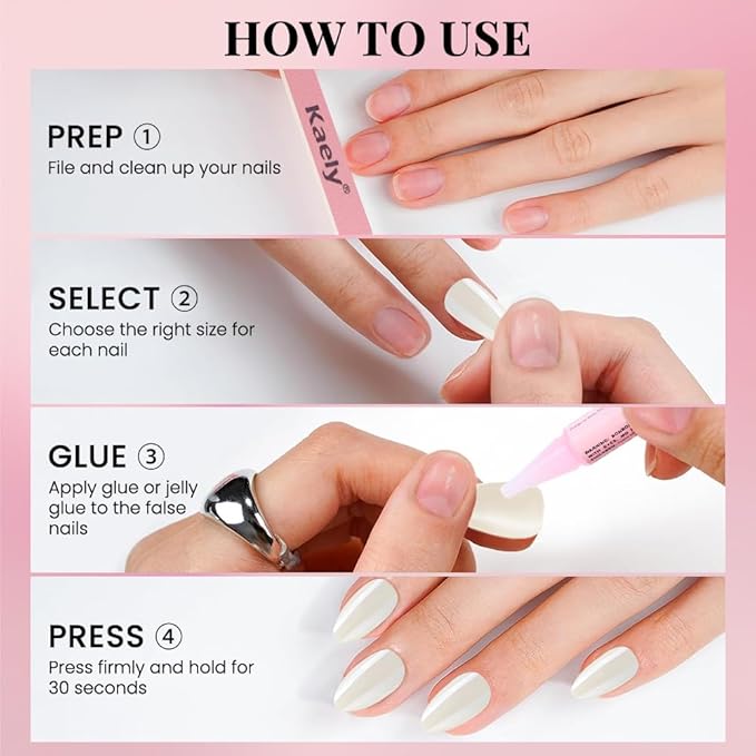 Chrome Beige Nude Beige Press On Nails Short Almond 90 Pcs Kit, Designer Reusable Acrylic Fake Nails with Glue, Glossy Soft Gel Nails for Women Wedding Party Gift - Stick On Glue On Nails Kit