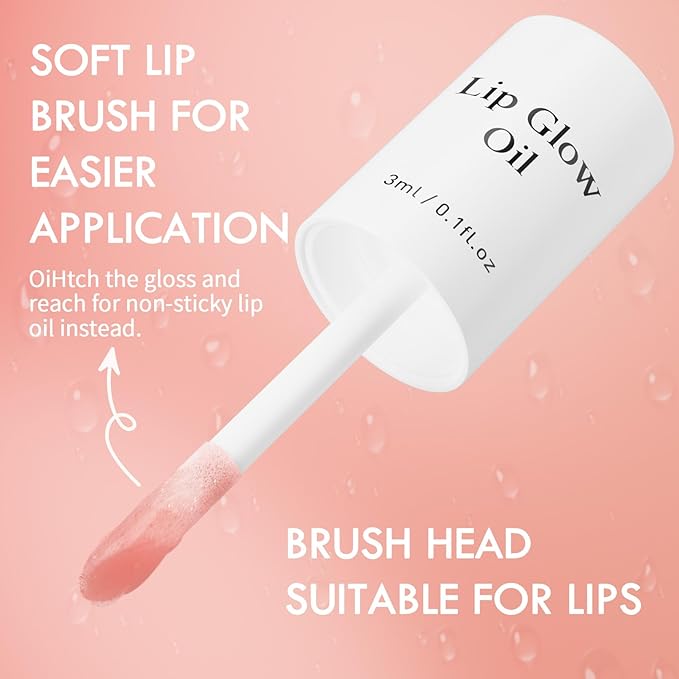 Plumping Lip Oil, Long Lasting Hydrating Lip Stain Lip Balm Raspberry Fruit Revitalizing, Transparent Lip Care Oil for Dry Lip (Raspberry Red)-VivaGrace Women