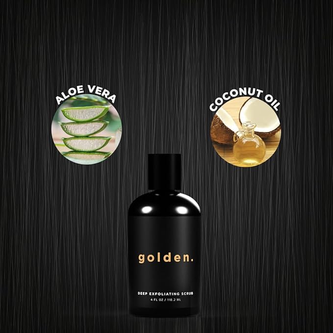 Golden Grooming Co. Exfoliating Face Scrub for Men - Deep Cleansing Facial Cleanser w/Coconut Oil & Aloe Vera - Exfoliating Face Wash for Men - Face Scrub for Oily & Dry Skin - For All Skin Types-4oz-VivaGrace Women