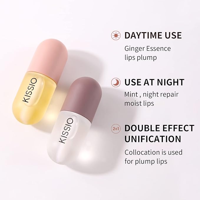 KISSIO Lip Plumper Set,Natural Lip Plumper and Lip Care,Lip Plumper Gloss,Lip Moisturizing,Day and Night Ues,4PCS Lip Plumper,Cruelty Free,5.5 ml*4-VivaGrace Women