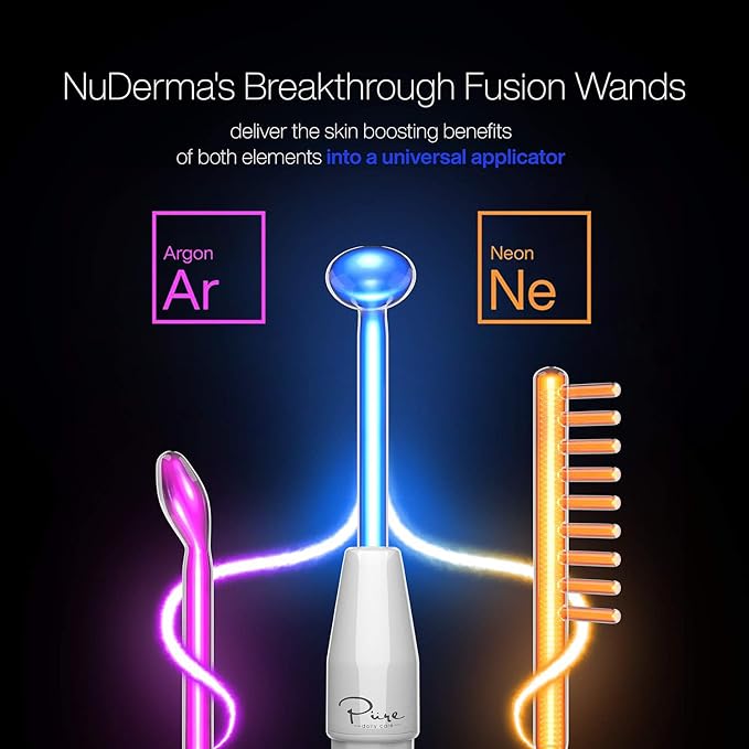 NuDerma Clinical Skin Therapy Wand - Portable Skin Therapy Machine w 6 Fusion Neon + Argon Wands – Anti Aging - Clarifying - Skin Tightening & Radiance - Wrinkle Reducing-VivaGrace Women