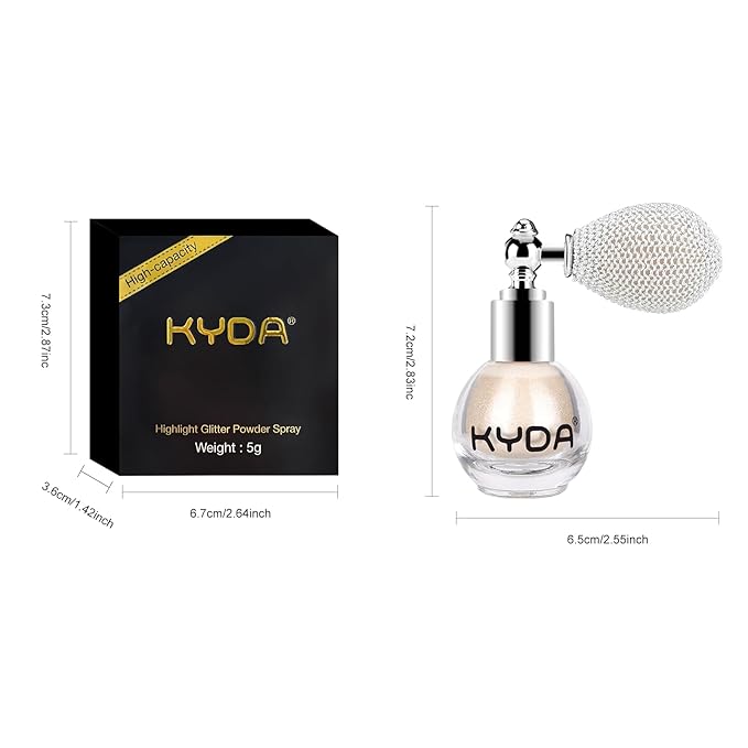 KYDA Highlighter Powder Spray, Glitter High Gloss Spray Shimmer Sparkle Powder Makeup Spray, for Face Body Cosmetic-Light Gold-VivaGrace Women