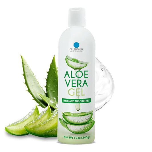 Dr. Robaina Natural Aloe Vera Gel with Emu Oil – Hydrating & Soothing Daily Skin Care for Dry Skin, Sun-Exposed Comfort & Irritation Relief – Non-Greasy, Quick-Absorbing – 12 oz | Made in USA-VivaGrace Women