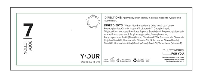 Y’OUR Moisturizing Body Lotion: Daily Hydrating Moisturizer for Dry, Cracked Skin; Vegan, Natural & Organic Skincare with Shea Butter, Aloe Vera, Jojoba Oil & Vitamin E. Made in USA for Women & Men-VivaGrace Women
