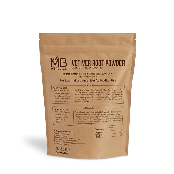 MB Herbals Vetiver Powder 100 Gram (3.5 oz) | Khus Powder | Vetiveria Zizanioides Root Powder-VivaGrace Women