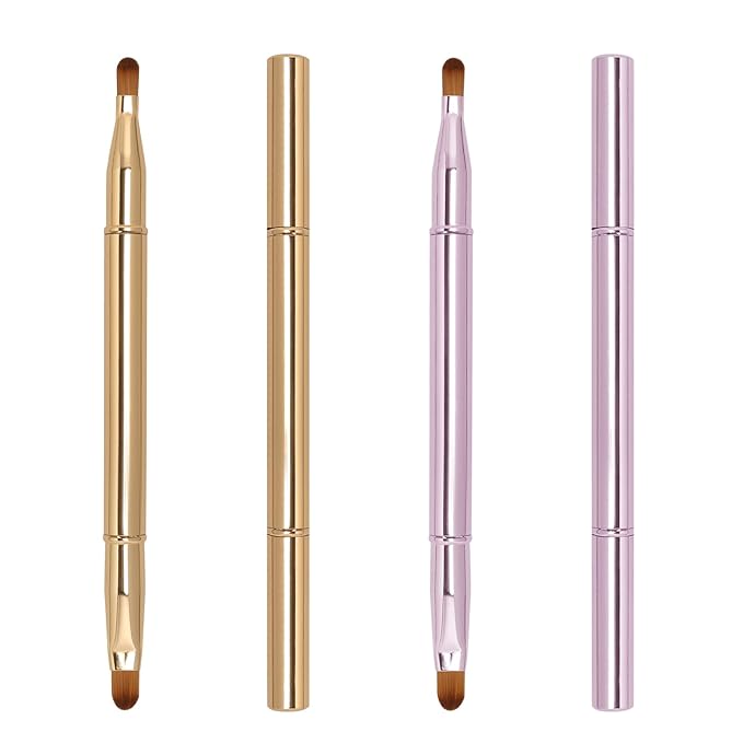 Unaone 2 Pack Lip Brush for Lipstick, Dual-Ended Lip Makeup Brush with Lid, Lipstick Brush for Lip Gloss-VivaGrace Women