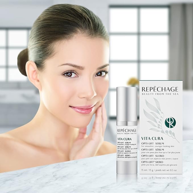 Repechage Vita Cura Opti-Lift Serum - Anti Aging Eye Contour Lifting Effect to Smooth Out Look of Wrinkles and Crow's Feet with Almond Protein, Seaweed Extracts, and Peptides, 15ml /0.5fl oz.-VivaGrace Women