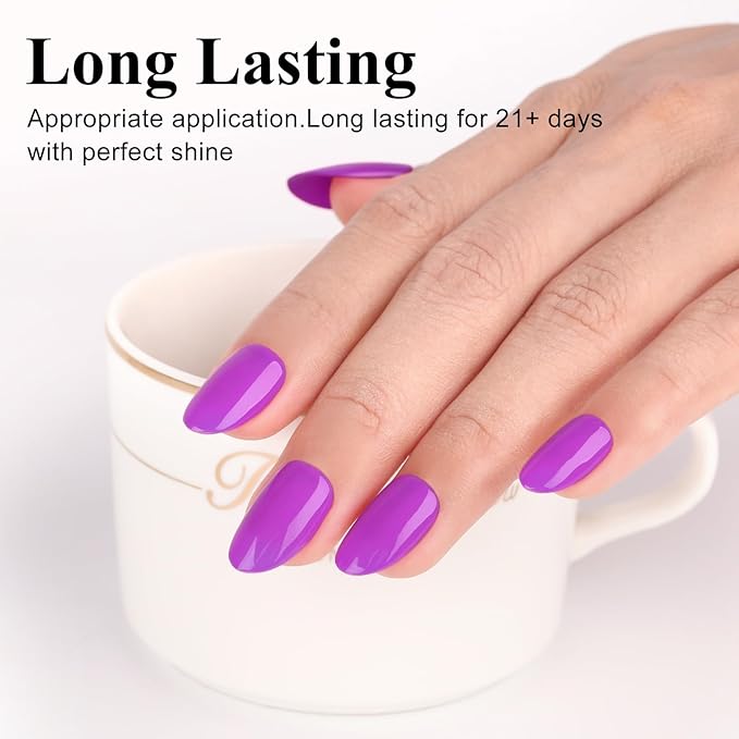 Imtiti Magenta Purple Gel Nail Polish - Bright Purple Color Autumn Winter Gel Polish - Long-Lasting Color Suitable for All Occasions UV LED Cure Gel Polish