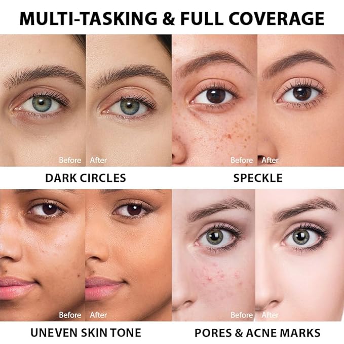 Pro Under Eye Full Coverage Liquid Concealer to Cover Dark Circles, Scars,Redness,Spots,Fine Lines,Corrector Anti-Aging Natural Finish, Moistening Smooth Cream,Waterproof 0.4 * 2 fl oz-Light+Medium-VivaGrace Women