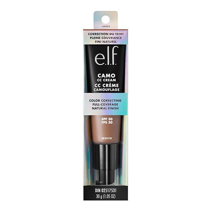e.l.f. Camo CC Cream, Color Correcting Medium-To-Full Coverage Foundation with SPF 30, Deep 540 N, 1.05 Oz (30g)-VivaGrace Women