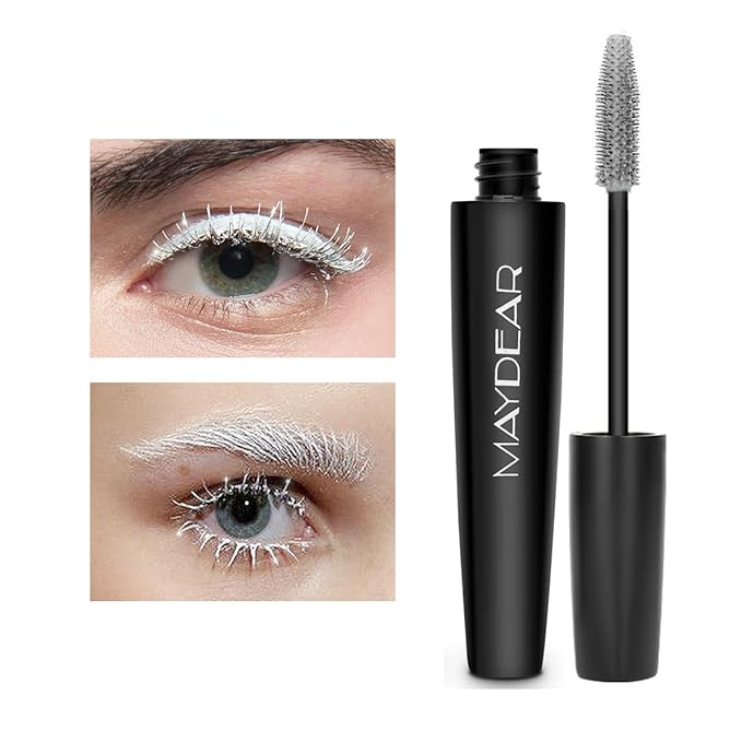 Maydear Silver Colored Mascara – Waterproof, Long Lasting, Smudge-Proof, Fast-Drying Lengthening Mascara for Party & Stage Make-VivaGrace Women