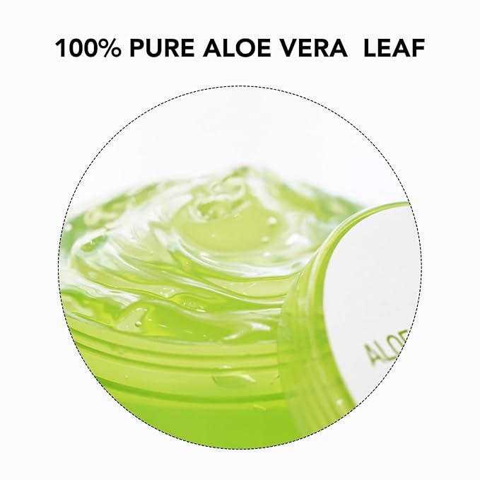 Aloe Vera Gel for Face, Skin, Hair & Sunburn Relief, Made with 100% Pure Aloe Gel for All Skin Types. Made in Korea. 300ml (10.1fl.oz) (1)-VivaGrace Women