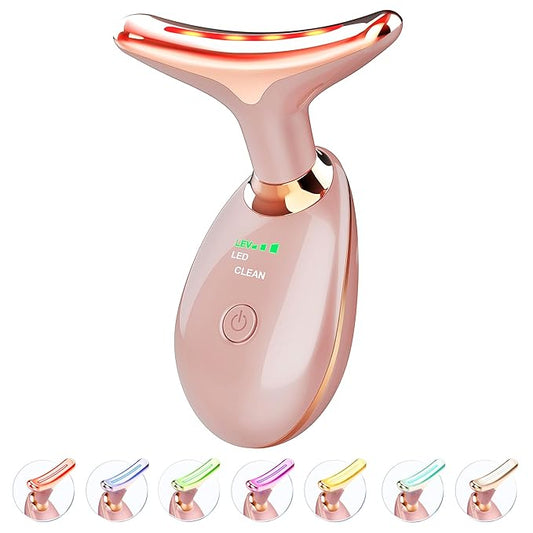 Light Based Face-Neck-Massager - 7 Color Portable Facial Massager for Skin Care, Rose Gold-VivaGrace Women