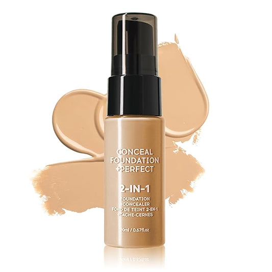 Concealer Full Coverage Foundation for Mature Skin,Oil Control Matte 2 in 1 Concealer liquid Foundation Makeup Waterproof Base De Maquillaje Alta Cobertura-02 Natural-VivaGrace Women