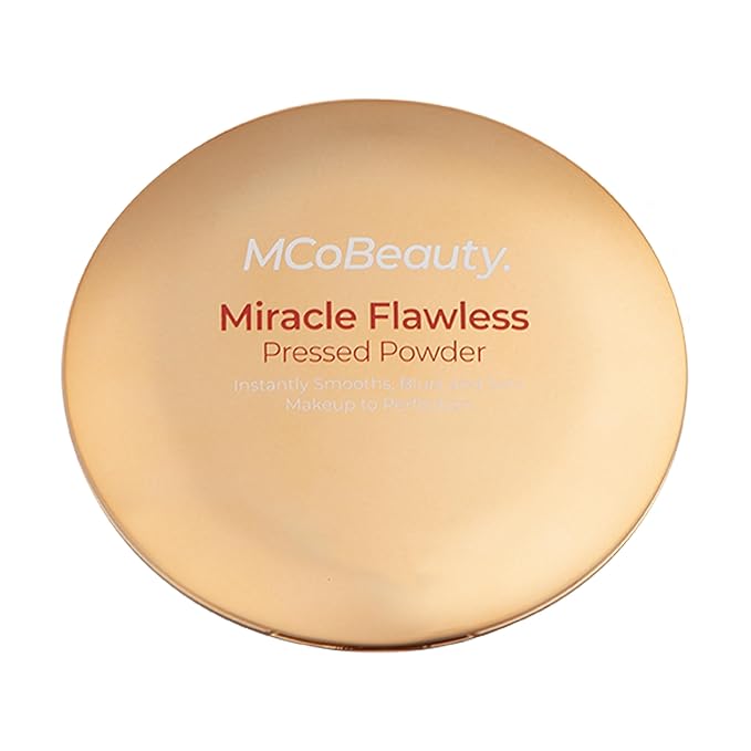 MCoBeauty Miracle Flawless Pressed Powder, Natural Medium Shade, Oil-Control, Soft-Focus Finish with Hydrating Rose Flower Extract & Sweet Almond Oil, Vegan, Cruelty Free Cosmetics-VivaGrace Women
