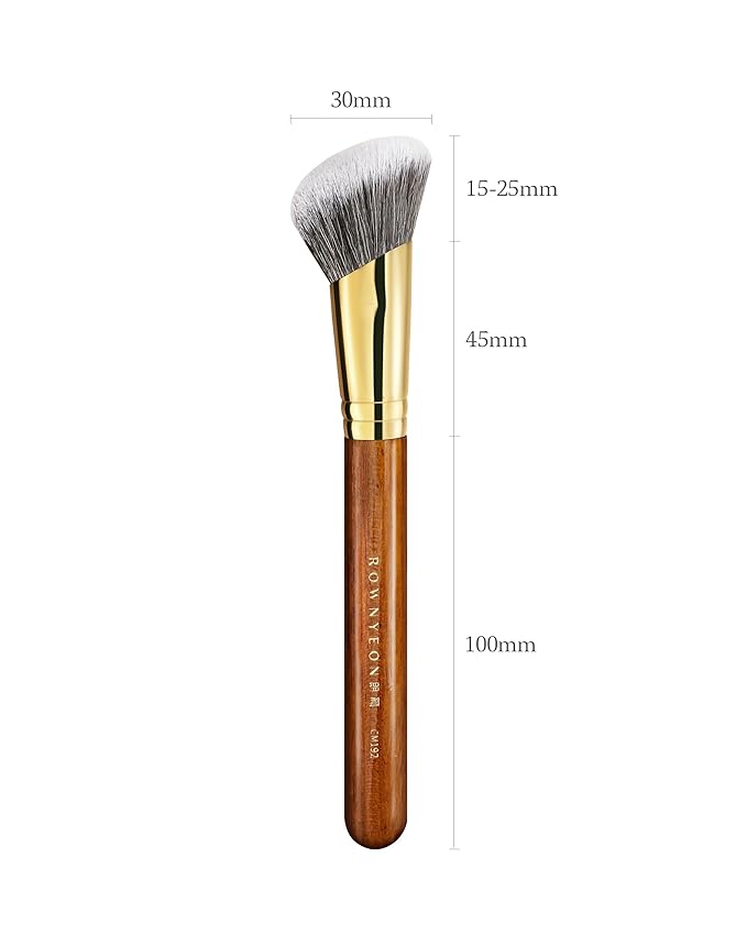 Desert Oak Series SlopeBlur Stipple Brush - Angled Nylon Bristles for Seamless Cream/Liquid/Powder Blending, Contour & Blush Application, Bubinga Handle (CM 192)-VivaGrace Women