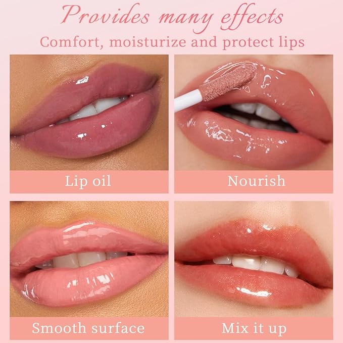 Plumping Lip Oil, Long Lasting Hydrating Lip Stain Lip Balm Raspberry Fruit Revitalizing, Transparent Lip Care Oil for Dry Lip (Raspberry Red)-VivaGrace Women