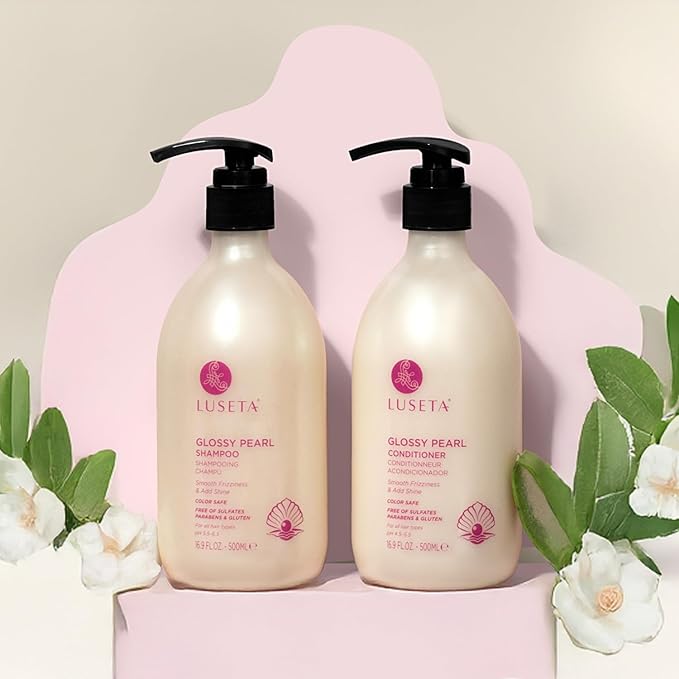 Luseta Glossy Pearl Shampoo and Conditioner Set Smooth & Moisturize, Fight Frizziness and Add Shine,Hydrating for Damaged Hair, Detangle,Nourish Strands,Paraben Free, Sulfate Free,16.9oz-VivaGrace Women