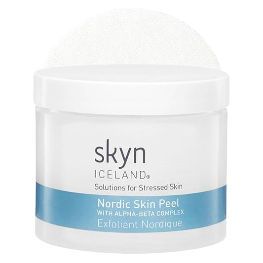 Skyn ICELAND Nordic Skin Resurfacing Facial Pads With AHA and BHA. Exfoliating & Clarifying Peel Targets Fine Lines and Discoloration Without Irritation. 60 Pads-VivaGrace Women