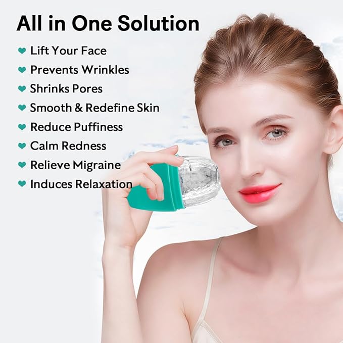 LATME Ice Cube Roller for Face Eyes,Reusable Silicone Ice Mold,Womens Gifts,Face Massager Roller Puffiness Migraine Pain Relief and Minor Injury-VivaGrace Women