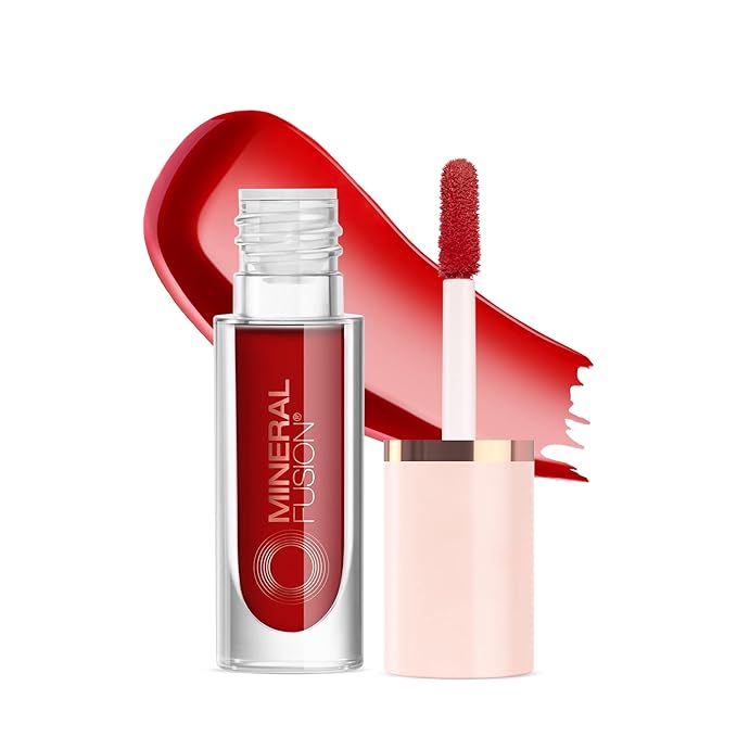 Mineral Fusion 2-in-1 Lip & Cheek Stain Syrah, 0.10 fl oz, Bright Red hydrating, long-lasting, matte lip and cheek color-VivaGrace Women