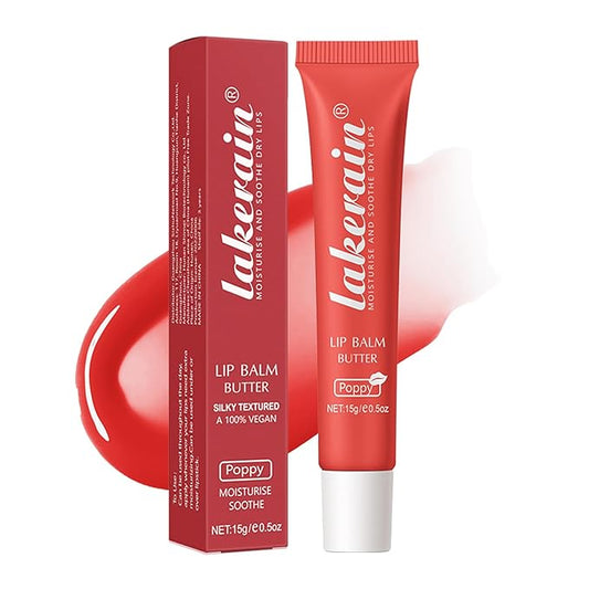 Lip Butter Balm, Day/Night Hydrating Lip Mask, Moisturizing Lip Balm Butter, Ultra-Nourishing Lip Care Moisturizer, Lip Butter Gloss Shine Lip Glow Oil Makeup#4 Poppy-VivaGrace Women