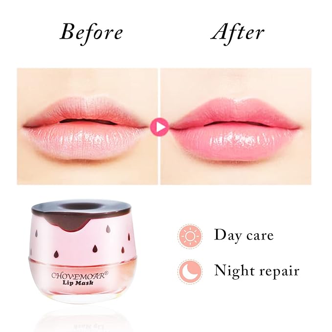 2PCS Bee Lip Balm Honey & Strawberry Lip Balm, Exfoliating Honey Pot Lip Balm Sleeping Lip Mask with Brush, Hydrating & Prevention Dry and Cracked, Lip Scrubs Exfoliator & Moisturizer-VivaGrace Women