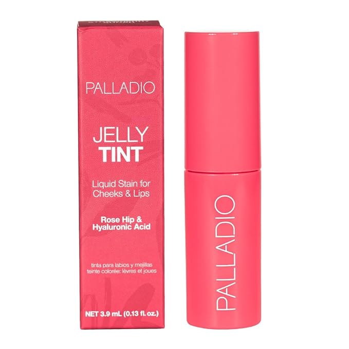 Palladio Jelly Tint, Liquid Stain for Cheeks & Lips, Vivid Color Lip Stain, Lightweight Non-Sticky and Transfer-proof, Natural Finish Makeup, Strawberry Sugar-VivaGrace Women