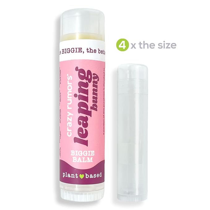 Crazy Rumors Biggie Leaping Bunny Flavored All Natural, Plant Based Lip Balm to Moisturize and Nourish your Lips - Leaping Bunny tube 0.6 oz (4x Larger than standard 0.15 oz lip balm)-VivaGrace Women