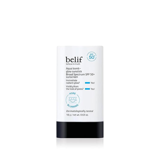 belif Aqua Bomb Niacinamide Sunscreen Stick SPF 50+ PA++++ – Korean Sunstick for Face with Hyaluronic Acid, No White Cast, Lightweight Velvet Finish, Daily UV Protection, Semi-Matte Glow, 0.63 oz-VivaGrace Women