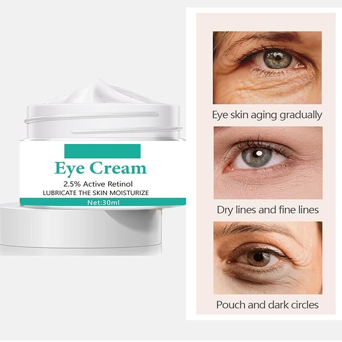 Eye Cream with 2.5% Active Retinol Anti Puffiness Caffeine Under Eye Cream Collagen Deep Moisturizing Anti Wrinkle Reduce Fine Lines Improve Dark Circles Anti Aging-VivaGrace Women