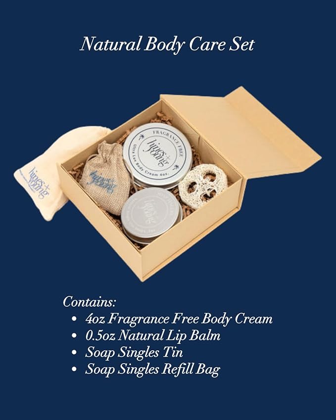 Hines+Young Natural Body Care Set - Contains our Fragrance Free Body Cream, Natural Lip Balm, Soap Singles Tin & Soap Refill Tin, Hydrate & Refresh, Natural Ingredients, Ideal Gift Set-VivaGrace Women