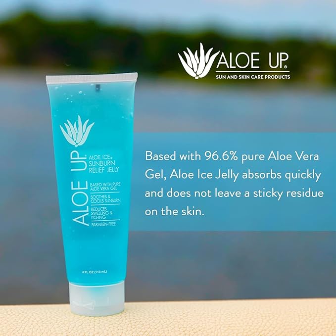 ALOE UP Ice Sunburn Relief Jelly - Pure Aloe Vera Gel Sunburn Relief for Adults & Kids, Aloe Vera Gel Face & Body, Natural Cruelty-Free Aloe Gel, Aloe Vera Gel Skin Lotion - 4 Oz (2pack)-VivaGrace Women