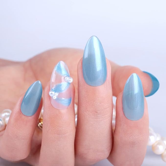 Imtiti Pearl Gel Nail Polish, 1 Pcs 15ml Light Blue Color Soak Off LED Long-Lasting Nail Gel Polish Nail Art Starter Manicure Salon DIY at Home, 0.5 Fluid Ounces