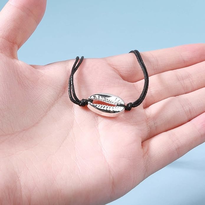 Boho Layered Suede Choker Necklace Black Leather Shell Necklace Silver Sea Shell Necklace Short Minimalist Collar Necklace Chain Jewelry for Women Beach Lover Gifts-VivaGrace Women