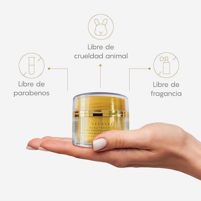 Beautyboost Hydro Booster Anti-Aging Cream W/Hyaluronic Acid, Cotton Stem Cells, Squalane & Niacinamide- 1.7 Fl Oz Gel-Cream Moisturizer for Extra-Dry Skin, Skin Elasticity, Quick-Absorbing-VivaGrace Women