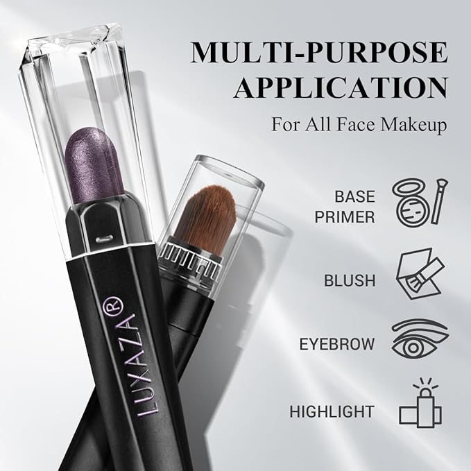 Purple Eyeshadow Stick Makeup 6PCS Set, Metallic Shimmer Matte Cream Eye Shadow Palette Brightener Pencil Crayon - BLUEBERRY-VivaGrace Women