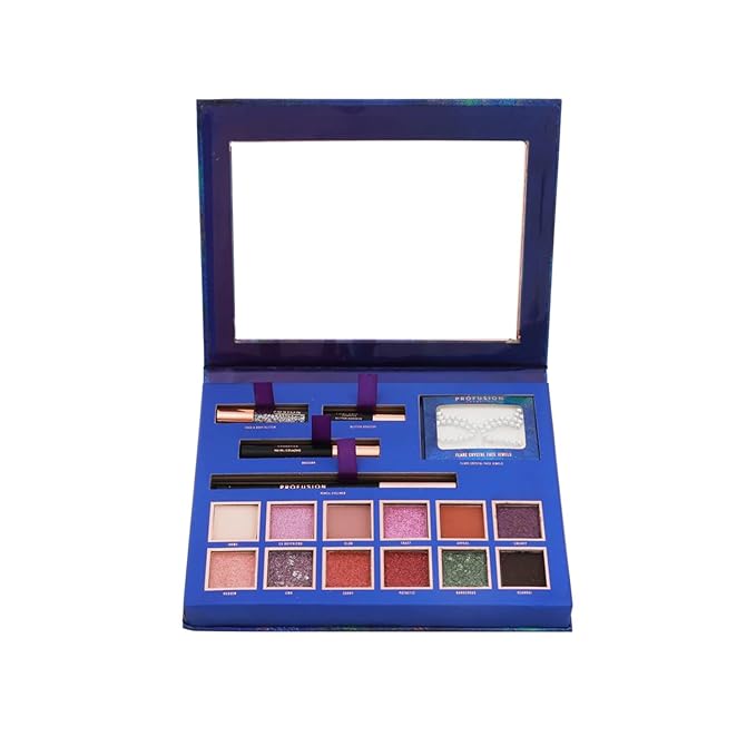 Profusion Cosmetics Euphoric Glam Eyes, Transform Your Appearance with Crystal Face Jewels and More, Sparkle all Day and Night with all in one Eyeshadow Palette to Unleash Your Inner Glam-VivaGrace Women