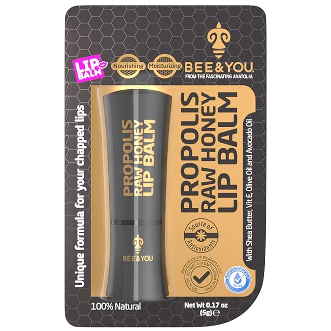 Bee and You 100% Natural Moisturizing Lip Balm, Chapstick, Chapped Lips Treatment Severe, Beeswax with Propolis Extract, Raw Honey, Vitamin E, Shea Butter, Non GMO, Gluten Free, 5g-VivaGrace Women