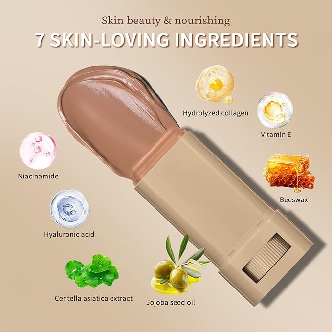 Beauty Balm Serum Boosted Skin Tint – Hydrating Tinted Moisturizer, Lightweight Solid Tinted Foundation Stick for Flawless, Sheer to Medium Coverage, Radiant & Dewy Finish, All-Day Wear (5#, 1)-VivaGrace Women