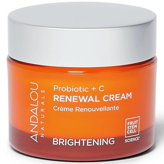 Andalou Naturals Probiotic + C Renewal Cream, Probiotic Plus C, Complexion Enhancing Face Moisturizer, Helps Promote Firmer Skin & More Even Skin Tone, Lightweight Hydrating Facial Moisturizer, 1.7 Oz-VivaGrace Women