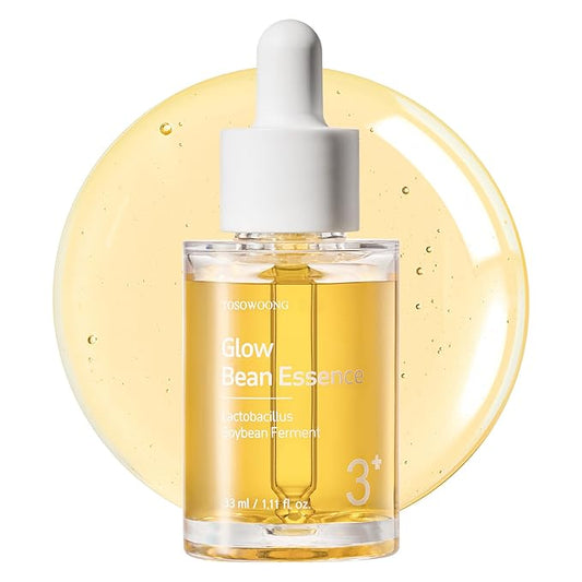 Glow Bean Essence, 31,025ppm Soybean Ferment Extract, Glass Skin, Exfoliating, Hydrating, Radiant, Moisturizer, Barrier, Face Serum, Korean Skin Care, 33ml / 1.11 fl. oz.-VivaGrace Women