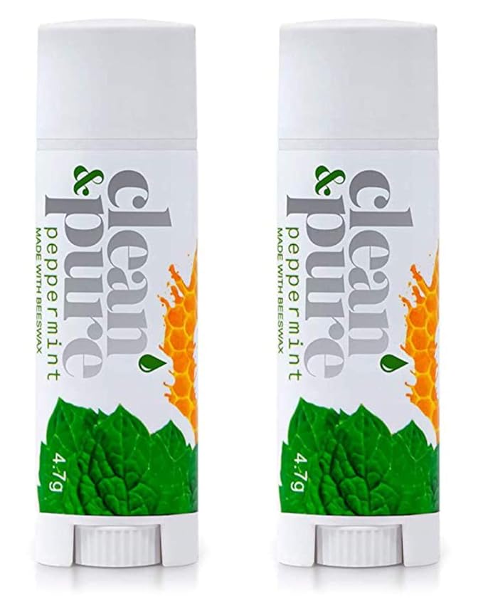 Lip Balm, 2-Pack (Peppermint) | Manuka Honey Beauty Products | Lip Care Set With 100% All Natural Beeswax and Vitamin E Oil | Flavored Lip Balm for Dry, Chapped Lips-VivaGrace Women