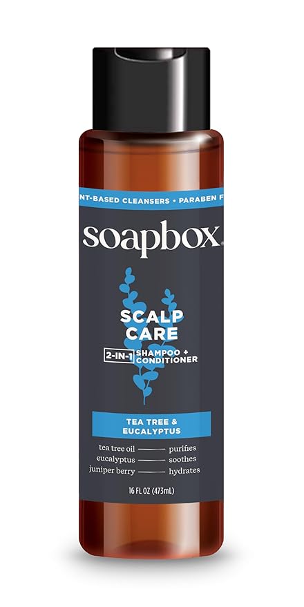 Soapbox Men's Scalp Care 2 in 1 Shampoo and Conditioner For Men, Natural Mens Shampoo and Conditioner, Tea Tree & Eucalyptus, 16oz-VivaGrace Women