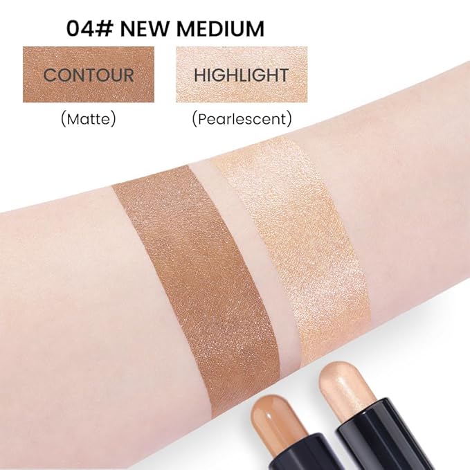 evpct 2in1 Face Shaping & Contouring Stick Cream Contour Concealer Bronzer Stick Makeup Kit for Beginner Face Highlighter Makeup Stick contorno maquillaje de maquillaje profesional,NEW Medium-VivaGrace Women