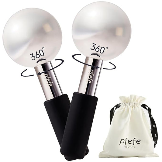 360 Rotating Ice Globes for Face & Eyes, Unbreakable Stainless Steel Cryo Sticks for Beauty Routines, Facials Cold Roller Colling Globes for Puffiness, Wrinkles, Dark Circles, Headaches-VivaGrace Women