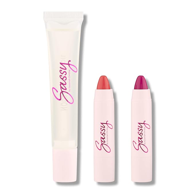 Sassy by Savannah Chrisley Breakup Collection Lip Kit - Contains 2 Balms and Oil to Enhance Your Pout - Nourishing Formulas for Everyday Wear - Luscious and Smoother Results - Heartbreaker - 3 pc-VivaGrace Women