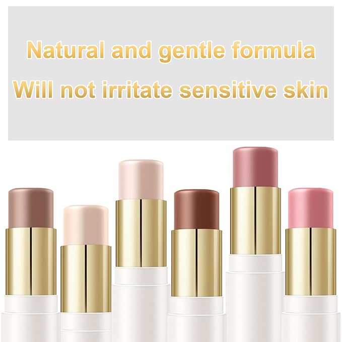 6 Colors Cream Contour Stick Makeup Contour Kit,Double-ended Cream Bronzer Stick for Sculpt, Highlighter Stick,Cream Blush Stick,Lightweight Contour Makeup Kit, Matte & Dewy Finish (SET A)-VivaGrace Women