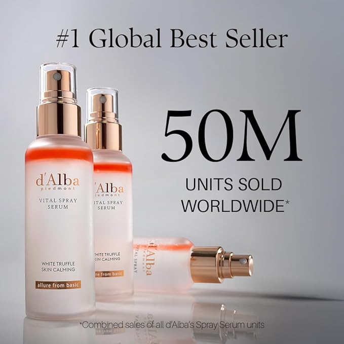 d'alba Piedmont Italian White Truffle Vital Spray Serum, Vegan Skin Care, Calming and Hydrating Facial Mist for Red and Sensitive Skin, Glow Serum, Surfactant Free, All in One, Korean Skin Care-VivaGrace Women